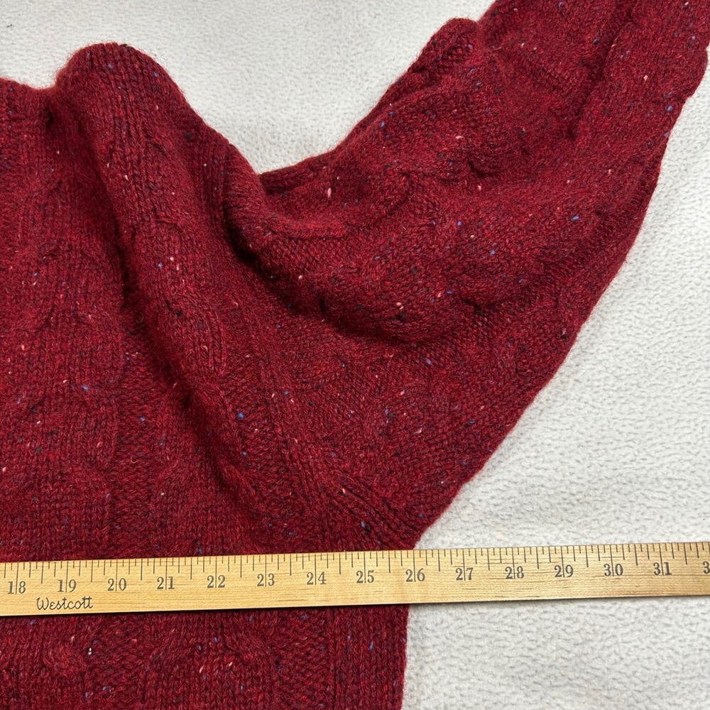 Vintage Gap Sweater Mens XL Red 100% Wool Cable Knit V-Neck Donegal Fleck - Picture 4 of 8